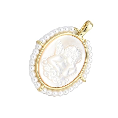Uqezagpa Modischer ovaler Medaillen-Anhänger mit Maria-Anhänger, Charm-Accessoire für Schmuckherstellung, mit Süßwasserperlen, Length 2.8cm, Width 2cm, Kupfer von Uqezagpa
