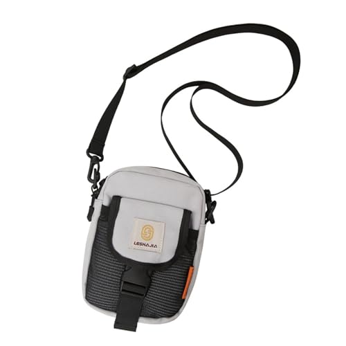 Uqezagpa Multifunktionale sportliche kleine Umhängetasche für Damen und Herren, Nylon-Schultertaschen, Handy-Geldbörse mit Netz-Vordertasche, Crossbody-Tasche, Geldbörse, hellgrau, One Size von Uqezagpa