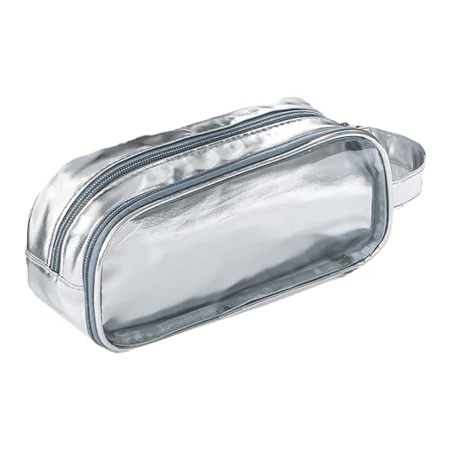Uqezagpa Multifunktionales Federmäppchen, Federmäppchen, große Kapazität, Stifttasche, Reise-Kosmetiktasche, Toilettenartikel für Studenten, Mädchen, Erwachsene, mehrere Fächer, Stifthalter, silber Uqezagpa Multifunktionales Federmäppchen, Federmäppchen, große Kapazität, Stifttasche, Reise-Kosmetiktasche, Toilettenartikel für Studenten, Mädchen, Erwachsene, mehrere Fächer, Stifthalter, silber von Uqezagpa