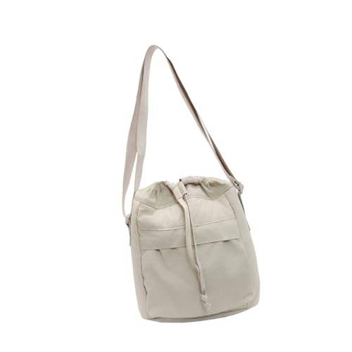 Uqezagpa Nylon-Umhängetasche, leichte und praktische Schultertaschen, Reise-Eimer-Geldbörse, Umhängetasche mit verstellbarem Riemen für Damen, stilvolle Arbeitstasche, beige, One Size Uqezagpa Nylon-Umhängetasche, leichte und praktische Schultertaschen, Reise-Eimer-Geldbörse, Umhängetasche mit verstellbarem Riemen für Damen, stilvolle Arbeitstasche, beige, One Size von Uqezagpa