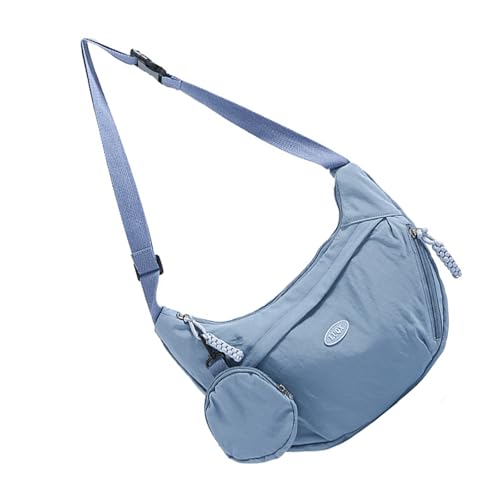Uqezagpa Nylon-Umhängetasche für Damen, Umhängetasche mit verstellbarem Riemen, Schultertasche für Reisen und den täglichen Gebrauch, blau, One Size von Uqezagpa