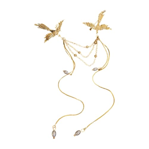 Uqezagpa Phoenixes Brosche Pin zarte lange Fransen Brustnadel für Damen und Herren Tier Vogel Corsage Kleidung Party, SizeApprox.14.3x18.4cm/5.63x7.24inch, Kupfer, Beryll von Uqezagpa