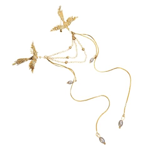 Uqezagpa Phoenixes Brosche mit Perlen und Fransen für Frauen und Männer Lange Fließende Quasten Pin Party Zubehör, SizeApprox.14.3x18.4cm/5.63x7.24inch, Kupfer von Uqezagpa