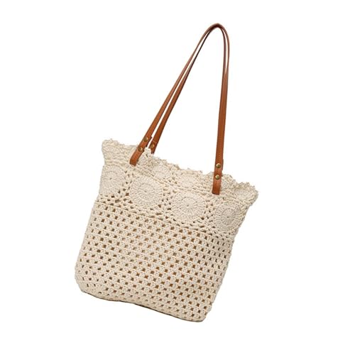 Uqezagpa Praktische Baumwolltasche für Damen, große Kapazität, gewebte Handtasche, lässig, Einkaufstasche für Strand und Reisen, gewebte Handtasche, beige, One Size Uqezagpa Praktische Baumwolltasche für Damen, große Kapazität, gewebte Handtasche, lässig, Einkaufstasche für Strand und Reisen, gewebte Handtasche, beige, One Size von Uqezagpa