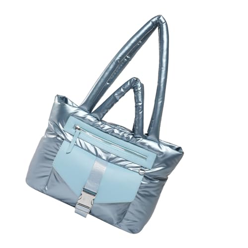 Uqezagpa Praktische Nylon-Umhängetasche für Damen, große Kapazität, Handtasche, gesteppt, Puffertaschen für Pendler und Freizeitaktivitäten, Schultertasche, blau, One Size Uqezagpa Praktische Nylon-Umhängetasche für Damen, große Kapazität, Handtasche, gesteppt, Puffertaschen für Pendler und Freizeitaktivitäten, Schultertasche, blau, One Size von Uqezagpa