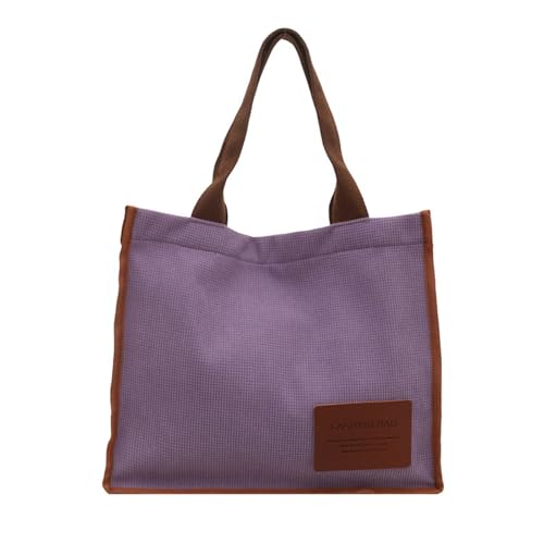 Uqezagpa Praktische Stofftasche, lässig, geräumiges Fach, ergonomische Schultertaschen für Einkaufen, Arbeit, Büro, Schule, große Kapazität, Pendler, Schultertasche, violett, One Size von Uqezagpa
