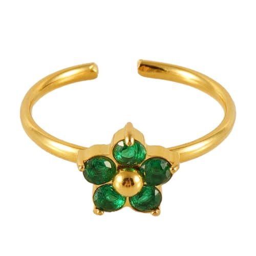 Uqezagpa Quadratische/Herz-/Blumen-Öffnungsringe aus Edelstahl, geometrischer Zirkonia, Fingerschmuck, Accessoire für Partys und den täglichen Gebrauch, modischer Statement-Schmuck, C, Wie beschrieben von Uqezagpa
