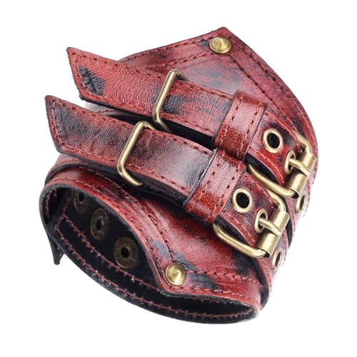 Uqezagpa ROCK Retro Rindsleder Herren Armband Punk Styles Breites Leder Geflochtenes Seil Elegant Armband für Mode, Length 24CM Width 9.5CM, Hautfarben, Beryll von Uqezagpa