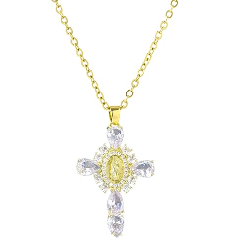 Uqezagpa Religiöse Schlüsselbeinkette, Kruzifix-Form, verstellbar, Unisex-Schmuck für treue Menschen, 455cm, Kupfer, Kein Edelstein Uqezagpa Religiöse Schlüsselbeinkette, Kruzifix-Form, verstellbar, Unisex-Schmuck für treue Menschen, 455cm, Kupfer, Kein Edelstein von Uqezagpa