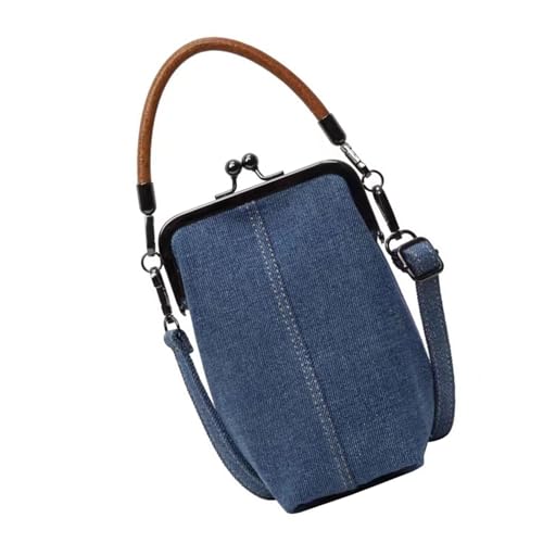 Uqezagpa Retro-Kuriertasche für Damen, für den Alltag, modisch, Crossbody, Pendeln, Telefon, Denim, Schultertasche, passend für Damen, blau, One Size von Uqezagpa