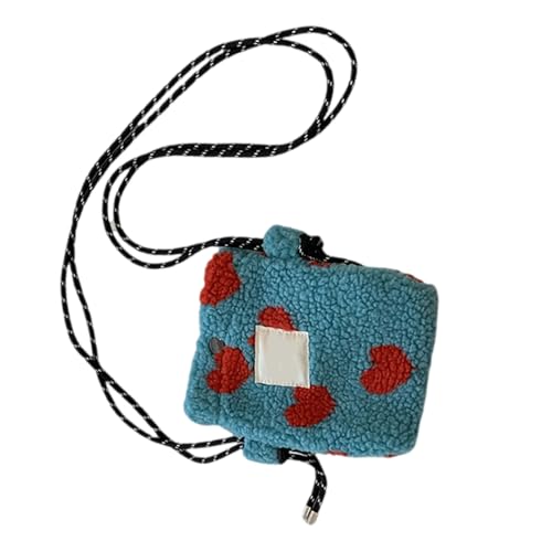 Uqezagpa Retro-inspirierte Umhängetasche mit verstellbarem Riemen, moderne Schultertaschen, weiche Umhängetasche, Geldbörse für Studenten und Pendler, für den täglichen Gebrauch, Blau, Herzen, One von Uqezagpa
