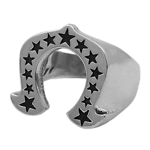 Uqezagpa Robuste Hufeisen- und Sternringe aus Legierung mit Beschichtung, tragbares Accessoire, Dekoration für Liebhaber des westlichen Stils, für den täglichen Gebrauch, Sammlerstück, modische Ringe von Uqezagpa