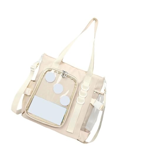 Uqezagpa Schulmädchen-Uniform-Umhängetasche, japanischer Campus, transparentes Fenster, Handtasche, Anime-Anstecknadel, großes Fassungsvermögen, Itabag, transparente Itabag-Umhängetasche, beige, One Uqezagpa Schulmädchen-Uniform-Umhängetasche, japanischer Campus, transparentes Fenster, Handtasche, Anime-Anstecknadel, großes Fassungsvermögen, Itabag, transparente Itabag-Umhängetasche, beige, One von Uqezagpa