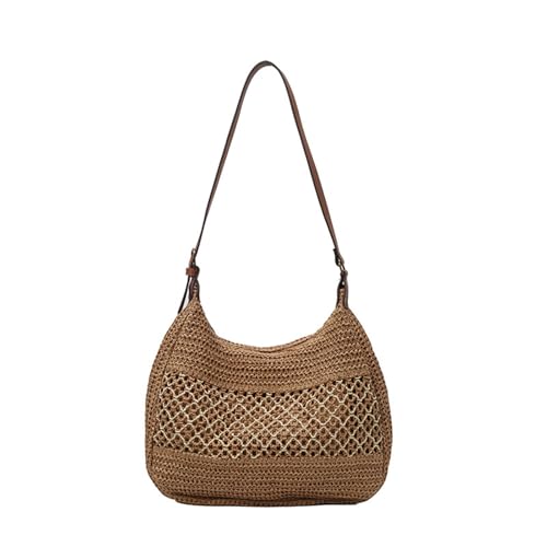 Uqezagpa Schultertasche aus natürlichem gewebtem Stroh, für Strandurlaub, leicht, praktisch, freundlich, lässig, für verschiedene Anlässe, modische Urlaubstasche, khaki, One Size Uqezagpa Schultertasche aus natürlichem gewebtem Stroh, für Strandurlaub, leicht, praktisch, freundlich, lässig, für verschiedene Anlässe, modische Urlaubstasche, khaki, One Size von Uqezagpa