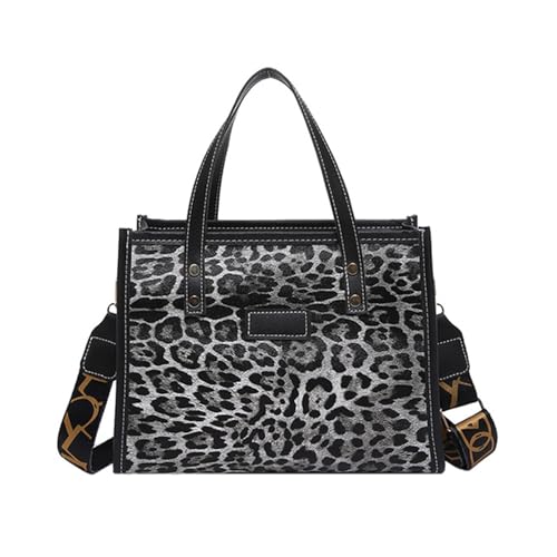 Uqezagpa Schultertasche mit Leopardenmuster, PU-Leder, für Damen, Crossbody-Tasche mit verstellbarem Riemen, lässige Handtasche, Umhängetasche, Damen-Handtasche, Schwarz , One Size von Uqezagpa