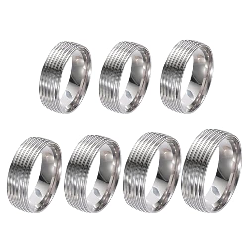 Uqezagpa Set mit 7 nicht verblassenden Ringen, Schmuck und stilvollem Edelstahl-Schmuck, Ornament für Herren, vielseitiges Accessoire von Uqezagpa