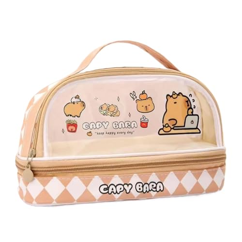 Uqezagpa Stiftbeutel Cartoon Bleistift Gehäuse Bleistiftbeutel Klares Bag Make Up Ästhetische Stiftkoffer Zurück In Die Schule Lieferungen Großer Kapazität Cartoon Capibala Clear Beutel Geschenk von Uqezagpa