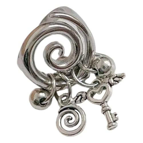 Uqezagpa Stilvolle Hohle Ringe Modes Statement Edelstahl Komfortable Unisex Accessoire Geeignet Für Den Täglichen Kleidung Helical Edelstahl Stahl von Uqezagpa