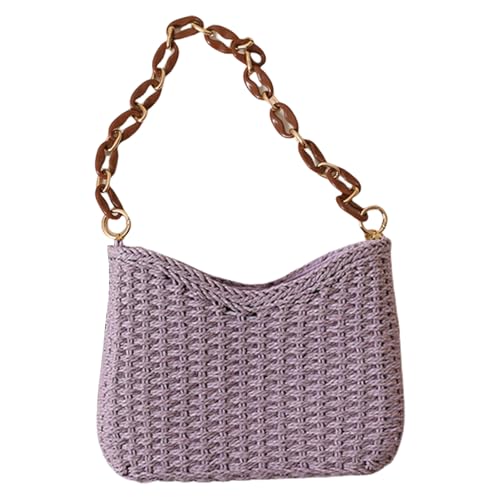 Uqezagpa Stilvolle kleine gewebte Geldbörse für Damen und Mädchen, Urlaubs-Umhängetasche, lässige Handtasche für Strandausflüge und Freizeitausflüge, modische Damentasche, violett, One Size Uqezagpa Stilvolle kleine gewebte Geldbörse für Damen und Mädchen, Urlaubs-Umhängetasche, lässige Handtasche für Strandausflüge und Freizeitausflüge, modische Damentasche, violett, One Size von Uqezagpa