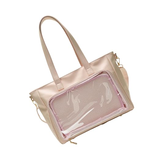 Uqezagpa Stilvolle transparente Handtasche für Damen, Umhängetasche, stilvolle Umhängetasche mit großem Fassungsvermögen, für verschiedene Anlässe, Mädchen, lässige Umhängetasche, Perlglanz-Pulver Uqezagpa Stilvolle transparente Handtasche für Damen, Umhängetasche, stilvolle Umhängetasche mit großem Fassungsvermögen, für verschiedene Anlässe, Mädchen, lässige Umhängetasche, Perlglanz-Pulver von Uqezagpa