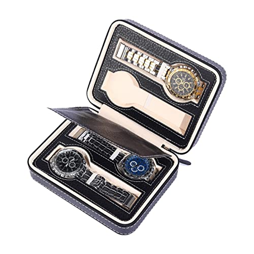 Uqezagpa Tragbares Pu Leder 2/4/8 Slot Watch Box Display Case Speicherorganisator Zipper Exquisite Und Langlebige Case Reise Box Organisator Für Männer Frauen von Uqezagpa