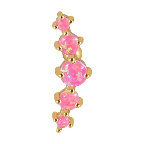 Uqezagpa Tragus-Knorpel-Ohrstecker aus Edelstahl, fünf Kristall-Ohrläppchen, Piercing, Barbell-Schmuck, Size 10x10cm/3.94x3.94in, Edelstahl + Kupfer + Opal, Beryll von Uqezagpa