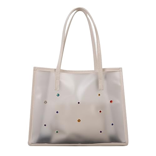 Uqezagpa Transparente PVC-Umhängetasche für Damen, Handtasche für Strand, Pendeln und Einkaufen, 2 Stück, weiß, One Size Uqezagpa Transparente PVC-Umhängetasche für Damen, Handtasche für Strand, Pendeln und Einkaufen, 2 Stück, weiß, One Size von Uqezagpa