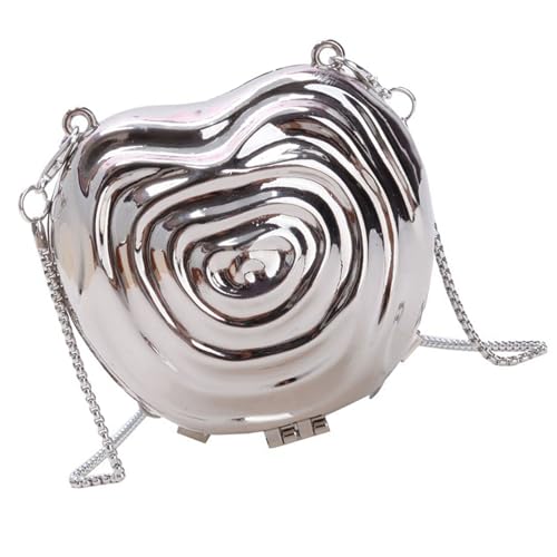 Uqezagpa Trendige Acryl-Herz-Umhängetasche, elegante Braut-Geldbörse, Abendtasche, Schulter-Handtasche für Hochzeitstreffen und Verabredungen, Schulter-Handtasche, silber, One Size Uqezagpa Trendige Acryl-Herz-Umhängetasche, elegante Braut-Geldbörse, Abendtasche, Schulter-Handtasche für Hochzeitstreffen und Verabredungen, Schulter-Handtasche, silber, One Size von Uqezagpa