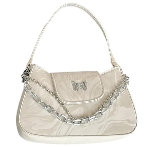 Uqezagpa Trendige Retro-Achseltasche aus PU-Leder für Damen mit Schmetterlings-Detail, modische koreanische Schultertaschen, Reise-Handtasche, PU-Leder-Handtasche, weiß, One Size Uqezagpa Trendige Retro-Achseltasche aus PU-Leder für Damen mit Schmetterlings-Detail, modische koreanische Schultertaschen, Reise-Handtasche, PU-Leder-Handtasche, weiß, One Size von Uqezagpa