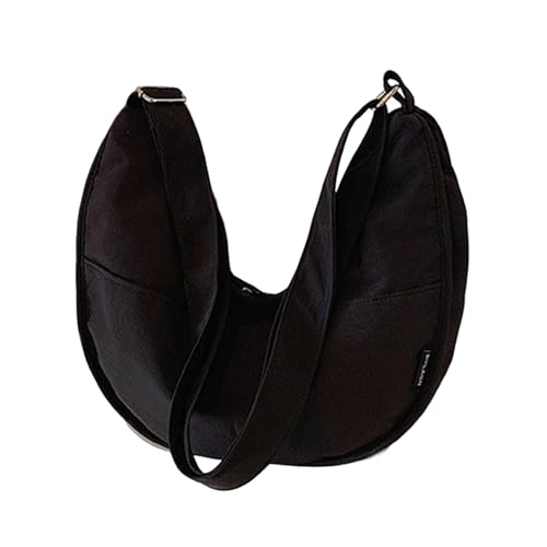 Uqezagpa Trendige einfarbige Umhängetasche mit einem Riemen, modische geknotete Kordel, Reißverschluss, große Umhängetasche, Unisex, große Umhängetasche, Schwarz , One Size von Uqezagpa