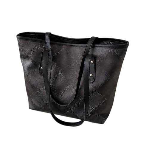 Uqezagpa Trendige gestreifte Jeans-Handtasche, großes Fassungsvermögen, Einzelriemen, Schultertasche, Studentenbuchtaschen für den täglichen Pendler, Jeans, Schultertasche, Schwarz , One Size von Uqezagpa