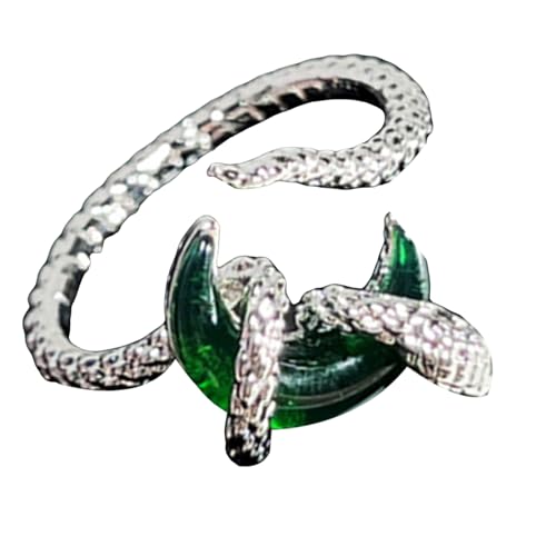 Uqezagpa Trendige offene Ringe mit Schlangenwicklung und Mond mit elegantem Design, Dekoration für unverwechselbaren Look, stilvolle Outfits, Schlangen-Mond-Ringe, Einheitsgröße, Wie beschrieben, Wie von Uqezagpa