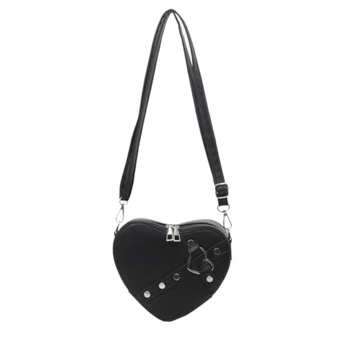 Uqezagpa Umhängetasche, Herzform, Nieten, Schultertasche, Ledertasche, für Mädchen und Damen, Handy-Umhängetasche, Schwarz , One Size Uqezagpa Umhängetasche, Herzform, Nieten, Schultertasche, Ledertasche, für Mädchen und Damen, Handy-Umhängetasche, Schwarz , One Size von Uqezagpa