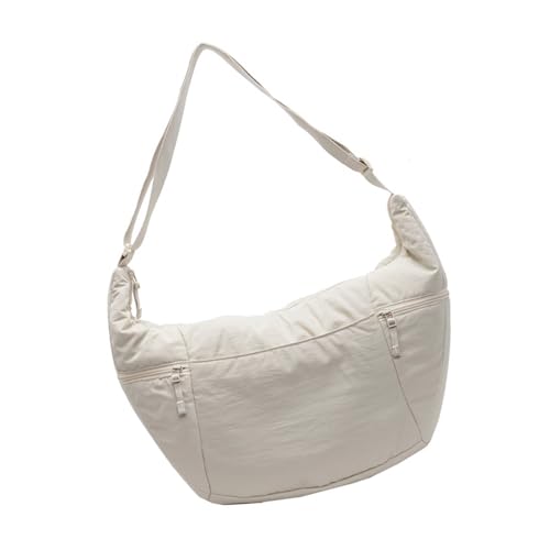 Uqezagpa Umhängetasche aus Nylon mit großer Kapazität für Damen, lässige Schultertasche, Einkaufstasche für Studenten und Pendler, große Kapazität, beige, One Size von Uqezagpa