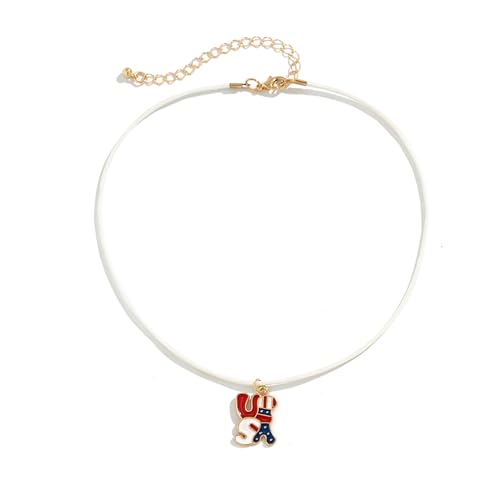 Uqezagpa Verstellbare Halskette mit Flaggenanhänger, buntem Flaggen-Anhänger, einfache Schlüsselbeinkette, Accessoire für personalisierte Mode, Einheitsgröße, Wie beschrieben, Wie beschrieben von Uqezagpa