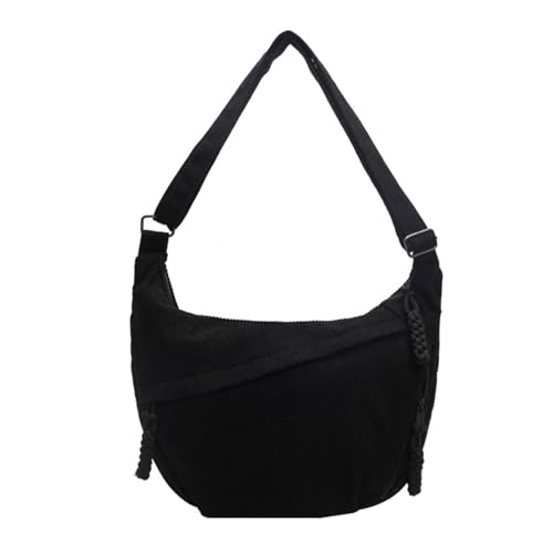 Uqezagpa Vielseitige Umhängetasche aus Cord für Damen, weich, vielseitig, mit multifunktionaler Aufbewahrung, multifunktionale Aufbewahrungstasche, Schwarz , One Size von Uqezagpa