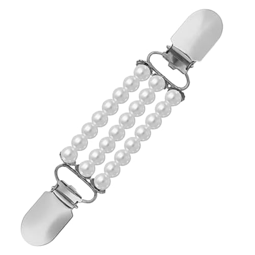 Uqezagpa Vintage Perlen Pullover Cardigan Clip Elegant Kleidung Schmuck Acryl Textur Perlen Schal Clip Geschenk, 13.8*2.8cm, Acryl, Beryll von Uqezagpa