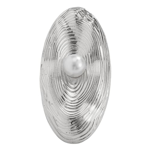 Uqezagpa Vintage Perlen Spiralen Ringe verstellbar offene Ringe für Frauen Mädchen übertrieben unregelmäßig Mode, 3.51x3.51in, Legierung, Perlen von Uqezagpa