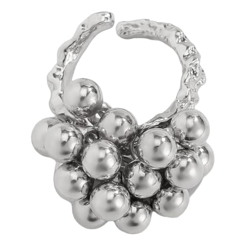 Uqezagpa Vintage Perlen Spiralen Ringe verstellbar offene Ringe für Frauen Mädchen übertrieben unregelmäßig Mode, 5.07x3.12in, Legierung, Perlen von Uqezagpa