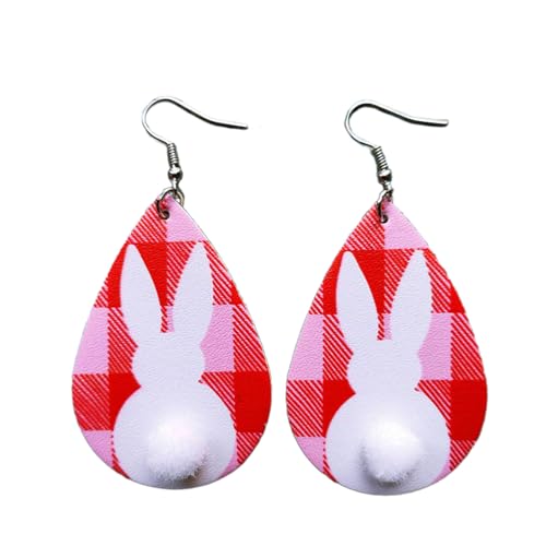 Uqezagpa Vintage baumelnde Ohrringe Ostern Druck Karierte Leder Ohrringe Trendy Festlich Frauen Eardrop Party, 3.9x2.73in, Lederlegierung, Beryll von Uqezagpa