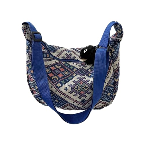 Uqezagpa Vintage ethnische Einzel-Umhängetasche unverwechselbare Knödelform mit Anhänger Dekoration ethnische Mode Statement, blau, One Size Uqezagpa Vintage ethnische Einzel-Umhängetasche unverwechselbare Knödelform mit Anhänger Dekoration ethnische Mode Statement, blau, One Size von Uqezagpa