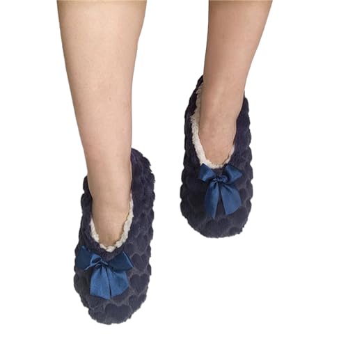 Uqezagpa Weiche warme flauschige Hausschuhe für Erwachsene, mit Fleece gefüttert, für den Innenbereich, Haus, Boden, Hausschuhe, Socken mit Greifern, gepolsterte Anti-Rutsch-Socken, marineblau, Medium Uqezagpa Weiche warme flauschige Hausschuhe für Erwachsene, mit Fleece gefüttert, für den Innenbereich, Haus, Boden, Hausschuhe, Socken mit Greifern, gepolsterte Anti-Rutsch-Socken, marineblau, Medium von Uqezagpa