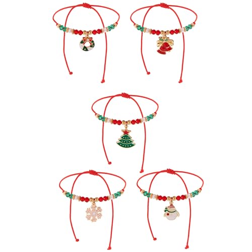 Uqezagpa Weihnachts-Charm-Armband-Set, verstellbare Länge, Handkette, bunt, weiche Tonperlen, handgefertigt von Uqezagpa