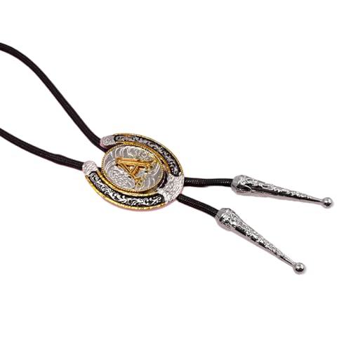 Uqezagpa Western-Lederband, Lariat-Halskette, Unisex, verstellbarer Bolotie mit Metall-Anfangsbuchstabe für lässige und formelle Kleidung, verstellbare Krawatte Uqezagpa Western-Lederband, Lariat-Halskette, Unisex, verstellbarer Bolotie mit Metall-Anfangsbuchstabe für lässige und formelle Kleidung, verstellbare Krawatte von Uqezagpa