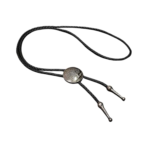 Uqezagpa Western Rodeos Bolotie verstellbare PU-Lederkordel Vintage Halskette Krawatte Kette mit Metallanhänger für Herren, Length 100cm, Metall von Uqezagpa
