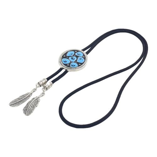 Uqezagpa Western Styles Seil-Krawatte Blatt Charm Boloties Halskette mit rundem Anhänger für Männer und Frauen Rollenspiele Mode von Uqezagpa
