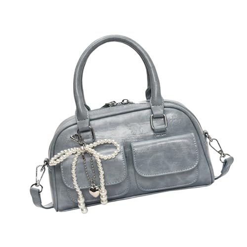 Uqezagpa Zarte Umhängetasche, großes Fassungsvermögen, PU-Crossbody-Tasche mit verstellbarem Riemen und Schleifen, Anhänger, Dekoration für Damen, PU-Business-Tasche, blau, One Size Uqezagpa Zarte Umhängetasche, großes Fassungsvermögen, PU-Crossbody-Tasche mit verstellbarem Riemen und Schleifen, Anhänger, Dekoration für Damen, PU-Business-Tasche, blau, One Size von Uqezagpa
