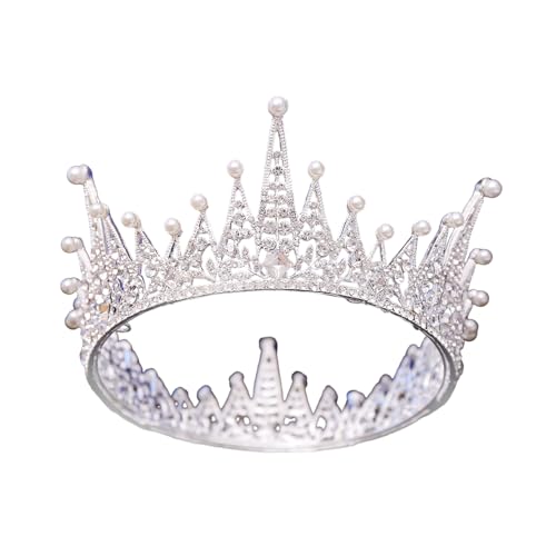 Uqezagpa Zartes Haarband mit Kristallkronen und eingelegten Diademen, zarter Kristall-Kopfschmuck für Hochzeiten, Diameter 14cm, Height 7cm, Metalllegierung von Uqezagpa