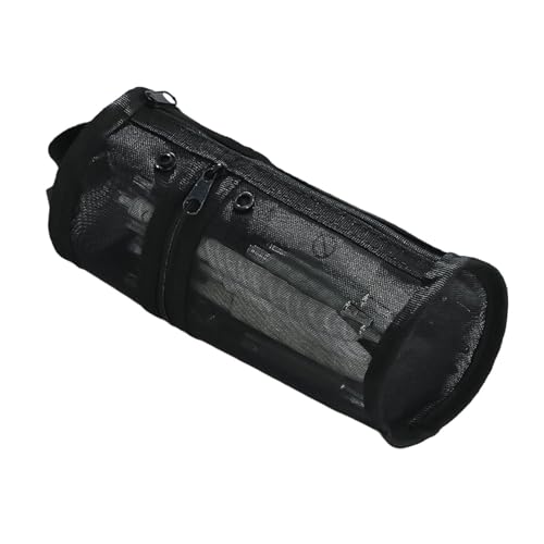 Uqezagpa Zylindrisches Federmäppchen, praktisch, transparent, große Kapazität, Tasche, Schulbedarf, zylindrisch, einfache Aufbewahrung für die Schule, Schwarz von Uqezagpa