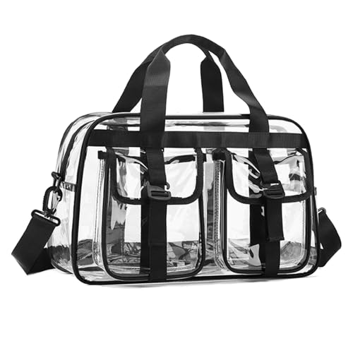 Wasserabweisende PVC-Tragetasche für Fitness-Enthusiasten, Reisende, übergroßes transparentes Design, freundlich, reißfest, PVC-Reise-Turnbeutel, Schwarz , Mass Beauty von Uqezagpa